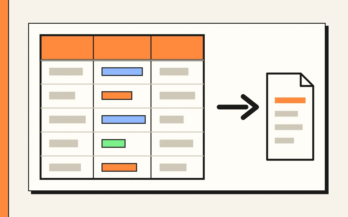 Illustration of a food log spreadsheet exported to a file