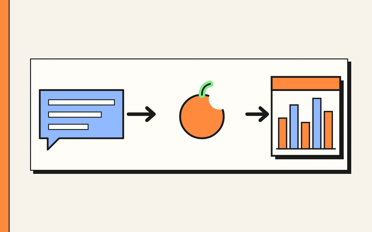 Illustration: a chat message goes to Remembite and becomes a saved record with a chart