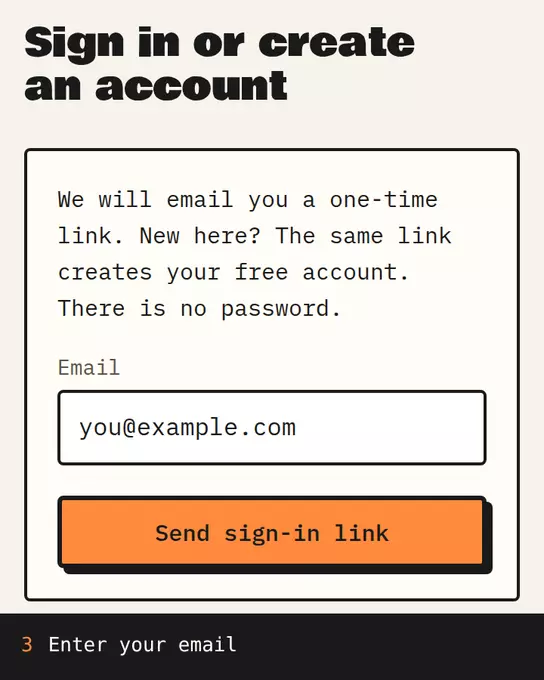 Sign in: email entered, then Check your email
