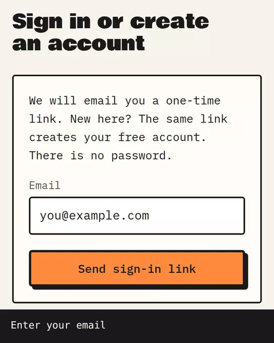 Sign in: email entered, then Check your email