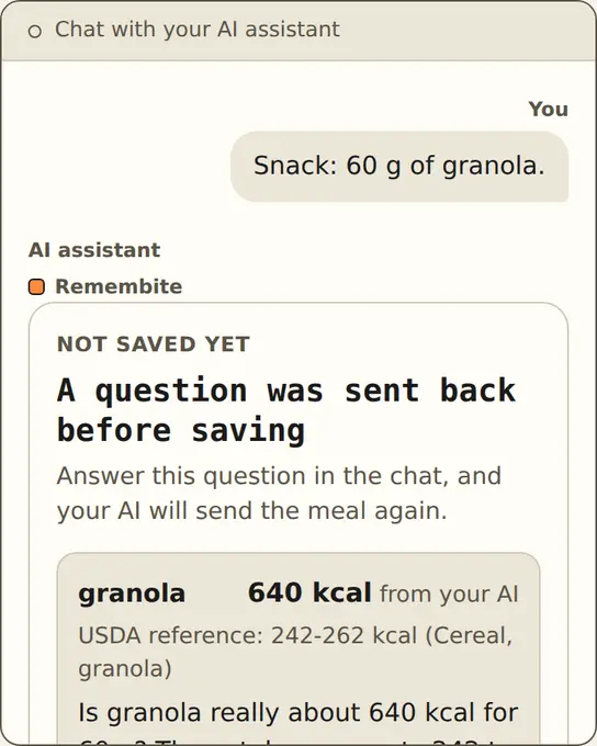 Illustration: chat where a granola entry is held back