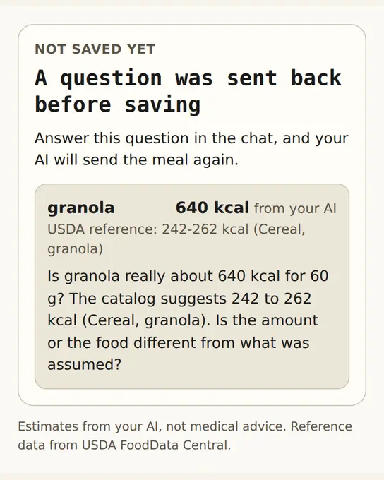 Illustration: not-saved card with a USDA range and a question